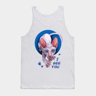 Cat Pink Sphynx. I See You. Tank Top